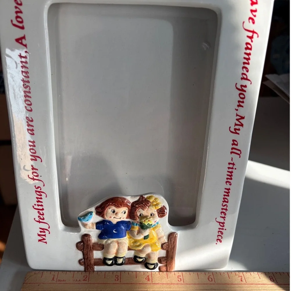 Vintage 1999 Campbell Kids Ceramic Photo Frame Houston Harvest Love Poem 8.5x6.5